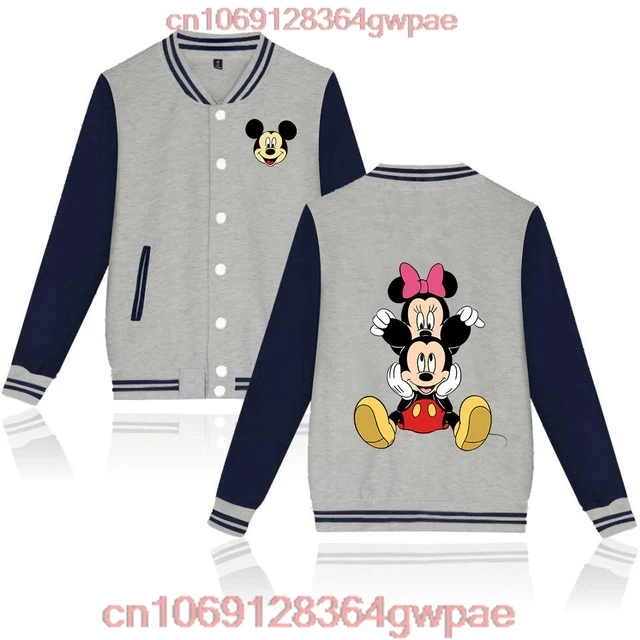 Disney Mickey Minnie Baseball Jacket hoodie Men Women Hip Hop Harajuku Jackets Streetwear Kids Boys Girls Loose College Coats