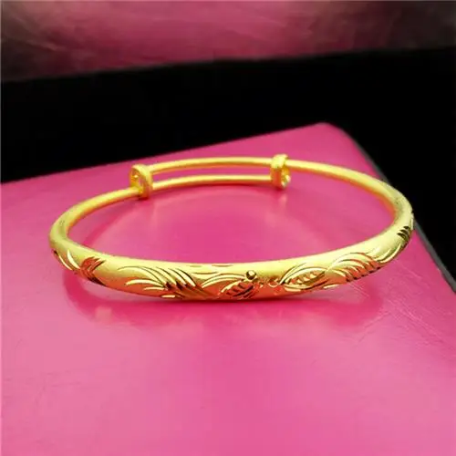 Girl's Gold Plated Simulation Gold Gimono Frosted Bracelet Women's Mother Gift European Dollar Gold Bracelet Wedding