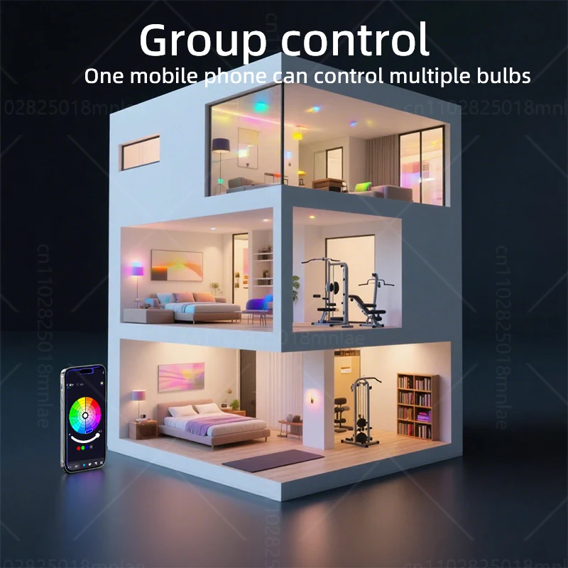 15W E27 Tuya Светодиодная лампа Smart Life APP Control с регулируемой яркостью RGB Цветная атмосферная лампочка Работа с домашней спальни AC 85-265V