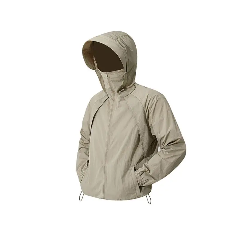 Herren Sommer-Kühljacke mit Sonnenschutz UPF50+, Schnelltrocknend, Atmungsaktiv, mit Kapuze, Windbreaker für Outdoor-Aktivitäten, Wandern, Camping, Radfahren – Detail 3