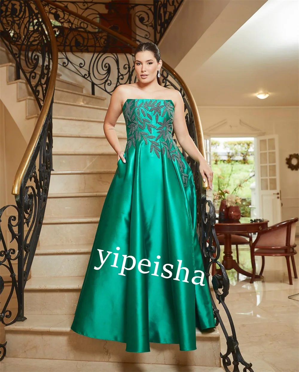 Customized S Applique Homecoming A-line Strapless Bespoke Occasion Gown Long Dresses
