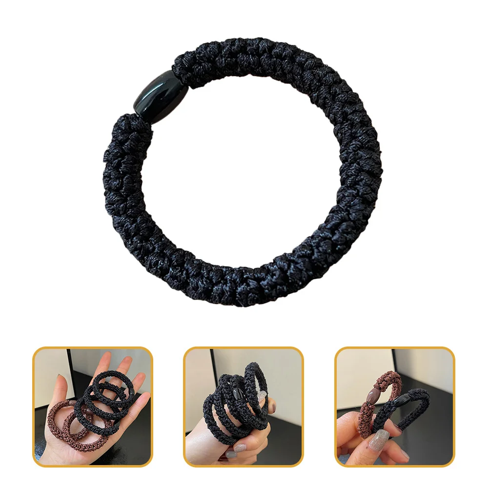 

20Pcs Thick Hair Bands Ponytail Holders Comfortable No Pulling Easy to Wear Black Rubber Bands Women's Accessories