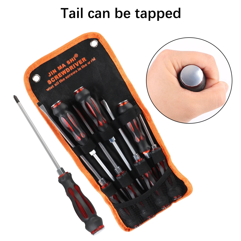 Effective Magnetic 7pcs/set Phillips Slotted Types Tappped Screwdriver Set Chrome Vanadium Steel with Through hole