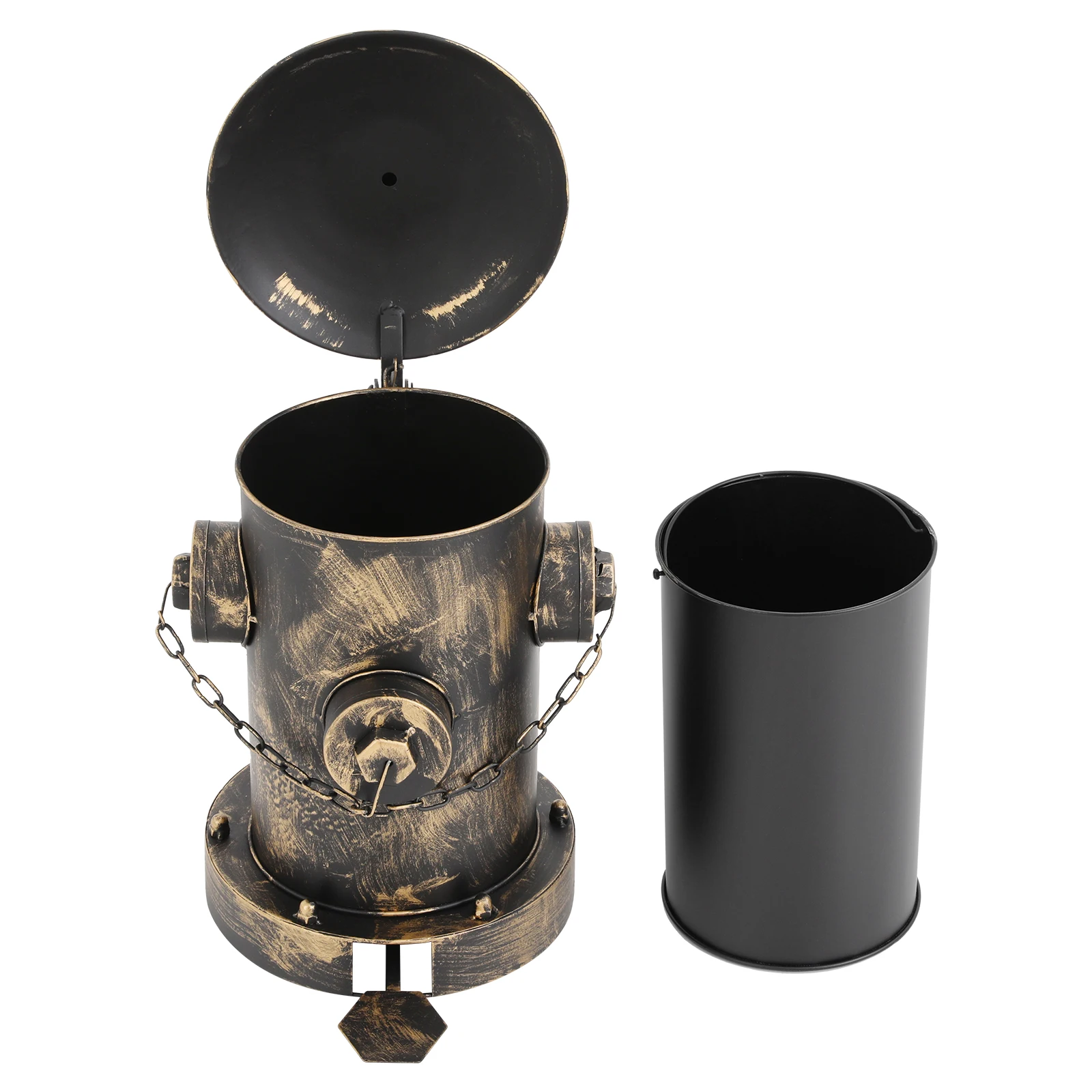 

BYMAOCAR 2.5L/0.66Gal Cylindrical Garbage Can Bronze Retro Fire Hydrant Trash Can, Pedal Trash Can, Indoor Outdoor Waste Bin