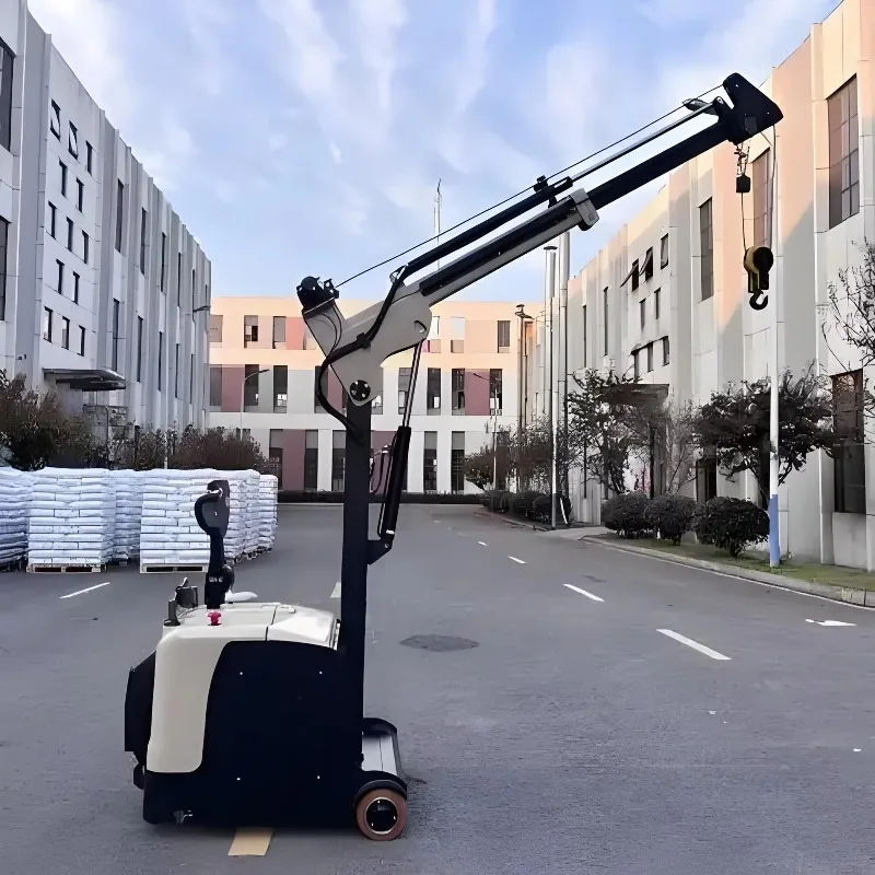 Fully Electric Portable Handling 2Ton Hydraulic Small Cranes Wholes Sales 360° Cantilever Rotating Electric Walking