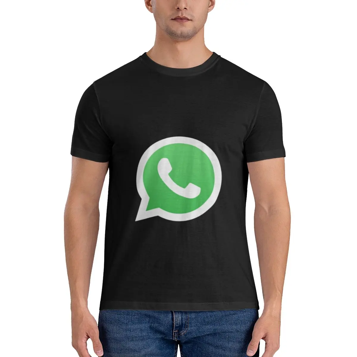 

WhatsApp Logo Men's Basic Short Sleeve T-Shirt Funny Print T Shirt