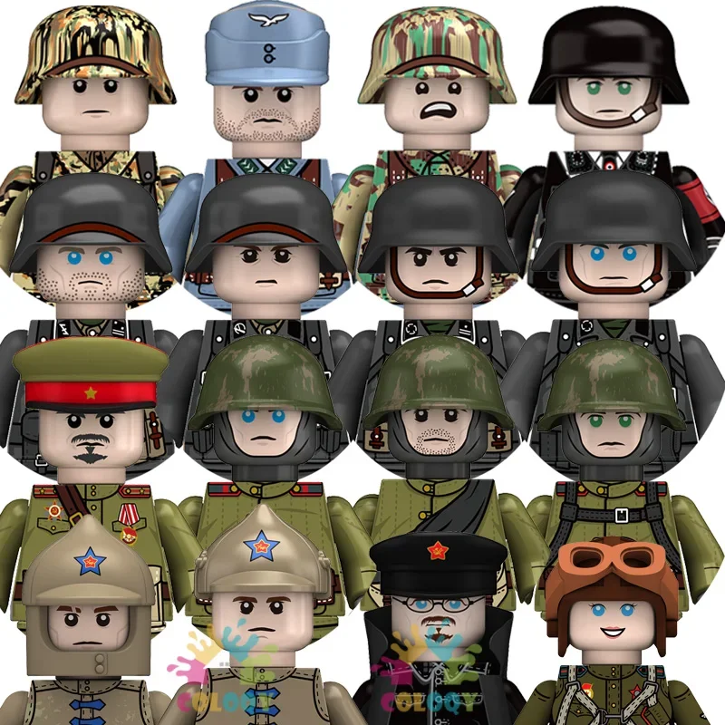 

New Kids Toys WW2 Military Army Building Blocks Soviet Germany Soldiers Mini Action Figures Medal Toys For Kids Christmas Gifts