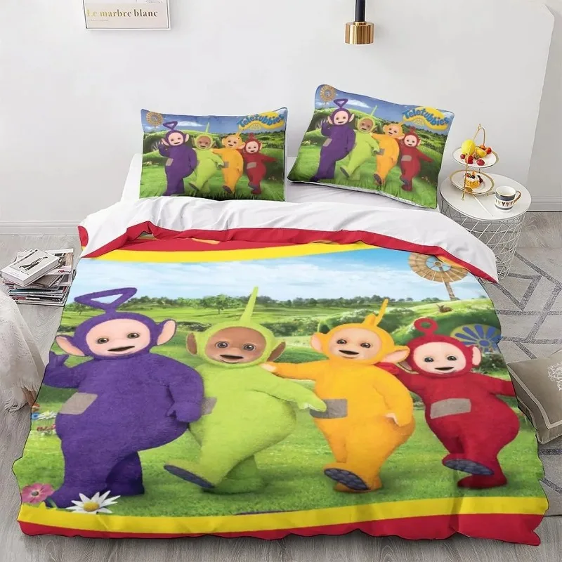 

Cartoon Teletubbies Series Bedding Set Colorful Print Polyester Student Dormitory Bed Sheet Quilt Cover Home Textile