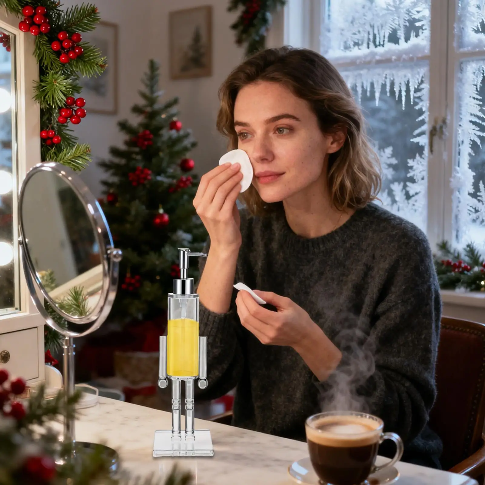 Nutcracker Soap Dispenser Nutcracker Transparent acrylic holiday detergent makeup water pump for bathrooms home kitchens