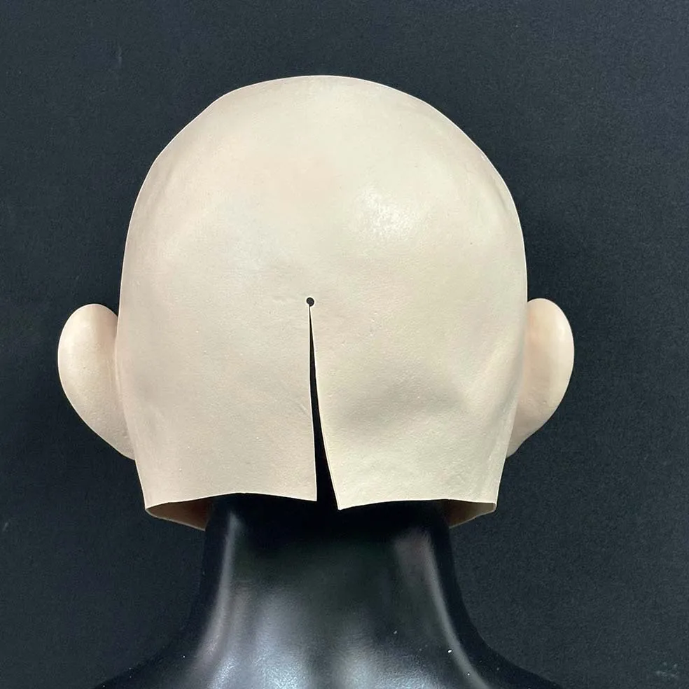 Realistische Latex-Maske für den ganzen Kopf einer Frau, Glatzkopf-Gesichtsmaske, Cosplay-Kostüm-Requisite für Halloween, Karneval, Maskenball-Party – Detail 7