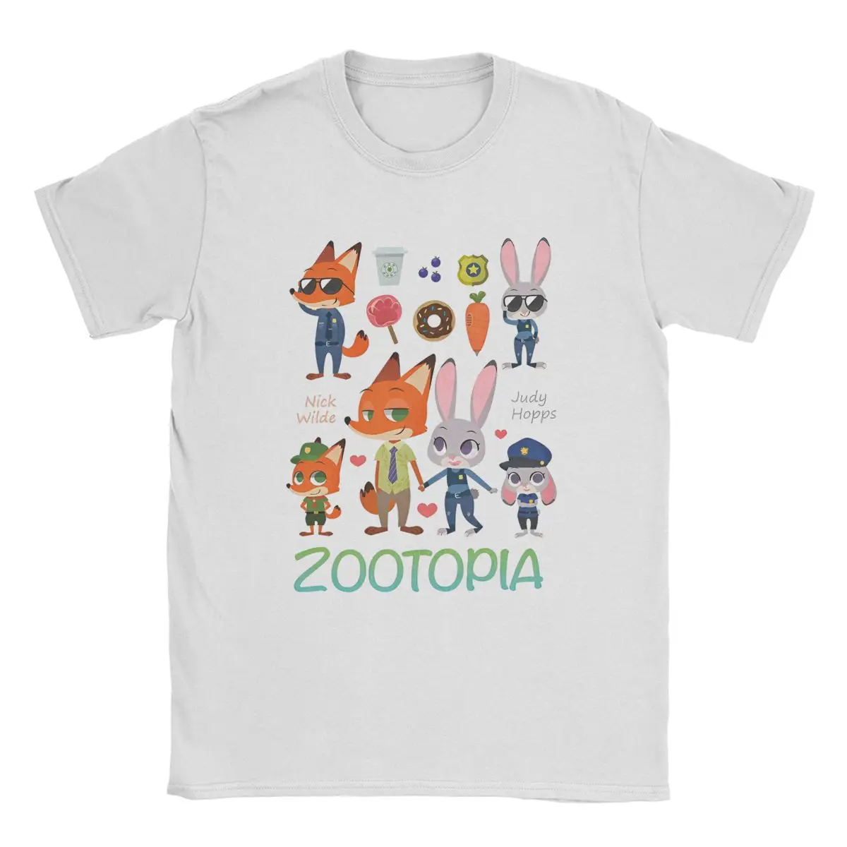 Zootopia Judy And Nick Wilde Men's T Shirts Cartoon Casual Tee Shirt Short Sleeve O Neck T-Shirts Cotton New Arrival Tops