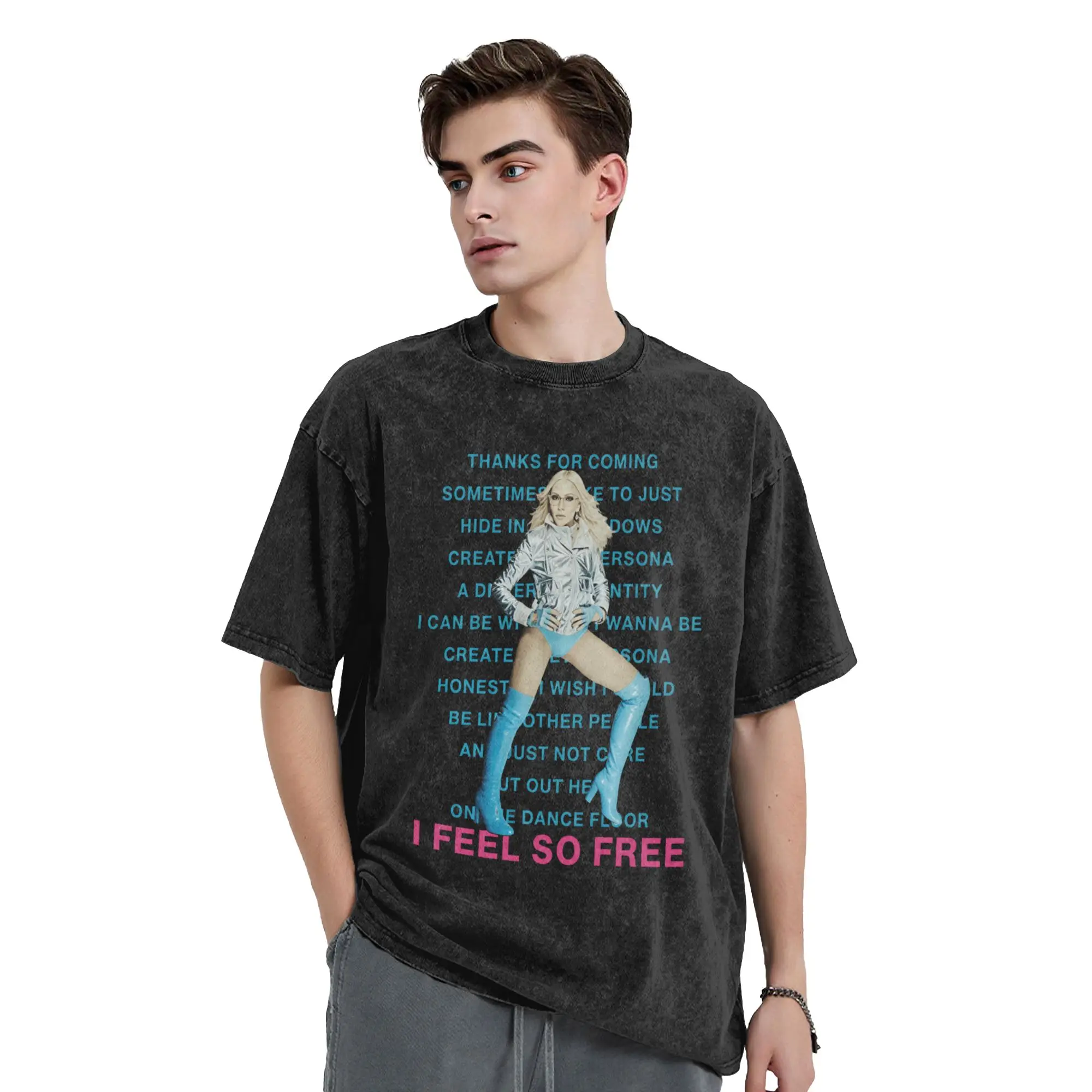 Mens T-Shirt Madonnas CONFESSIONS II Album Tour 2026 Washed T-Shirts Popular  Beach Aesthetic Simple Cotton Clothes Plus Size