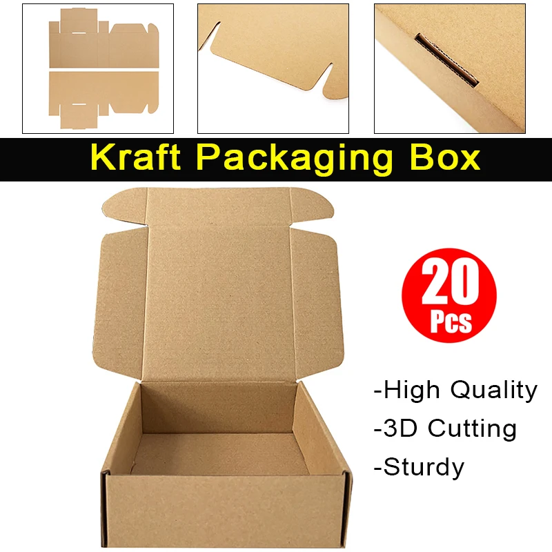 20 pçs/set caixa de papel marrom caixa de embalagem kraft extra dura caixa de alta qualidade artesanal sabão chocolate doces caixa de presente para festa de casamento