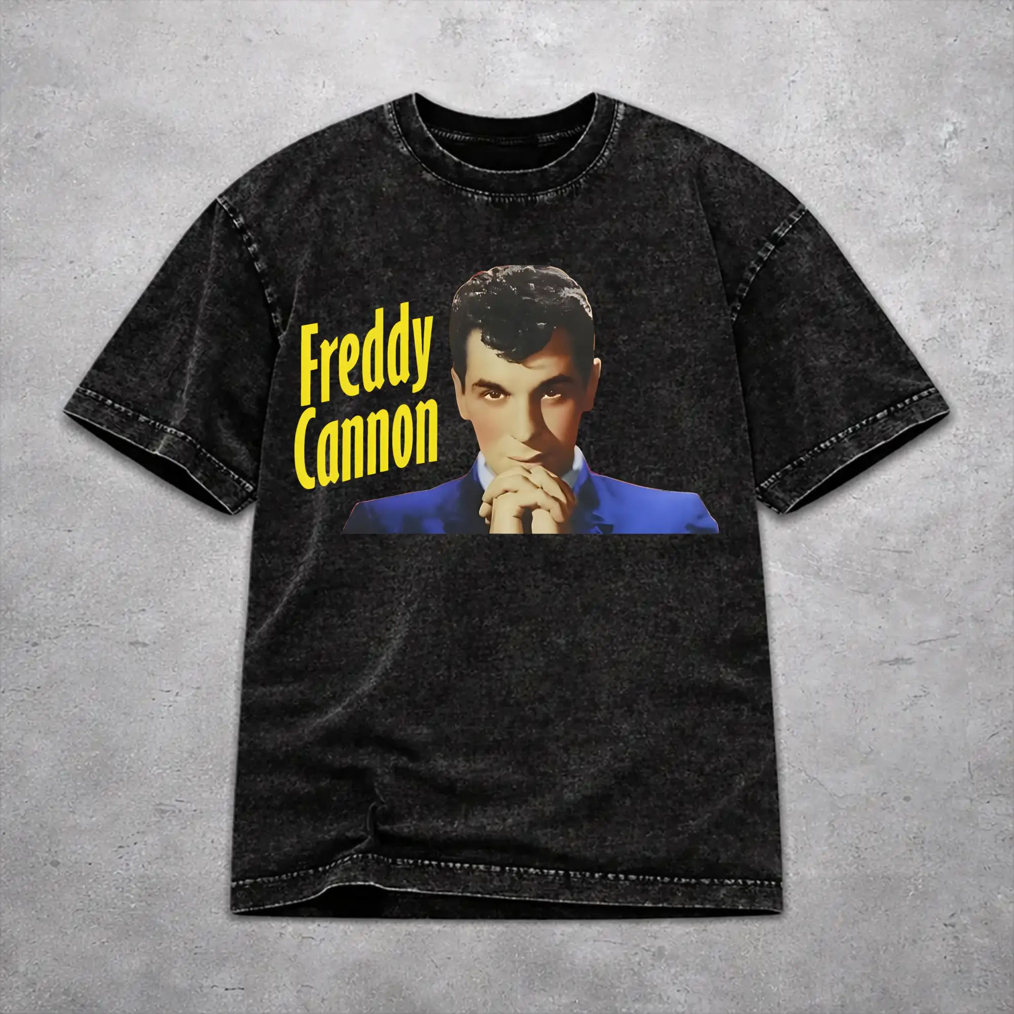 1950s Rock Star Freddy Cannon T Shirt Washed Style For Men Women 100% Cotton Tee Shirts Tops