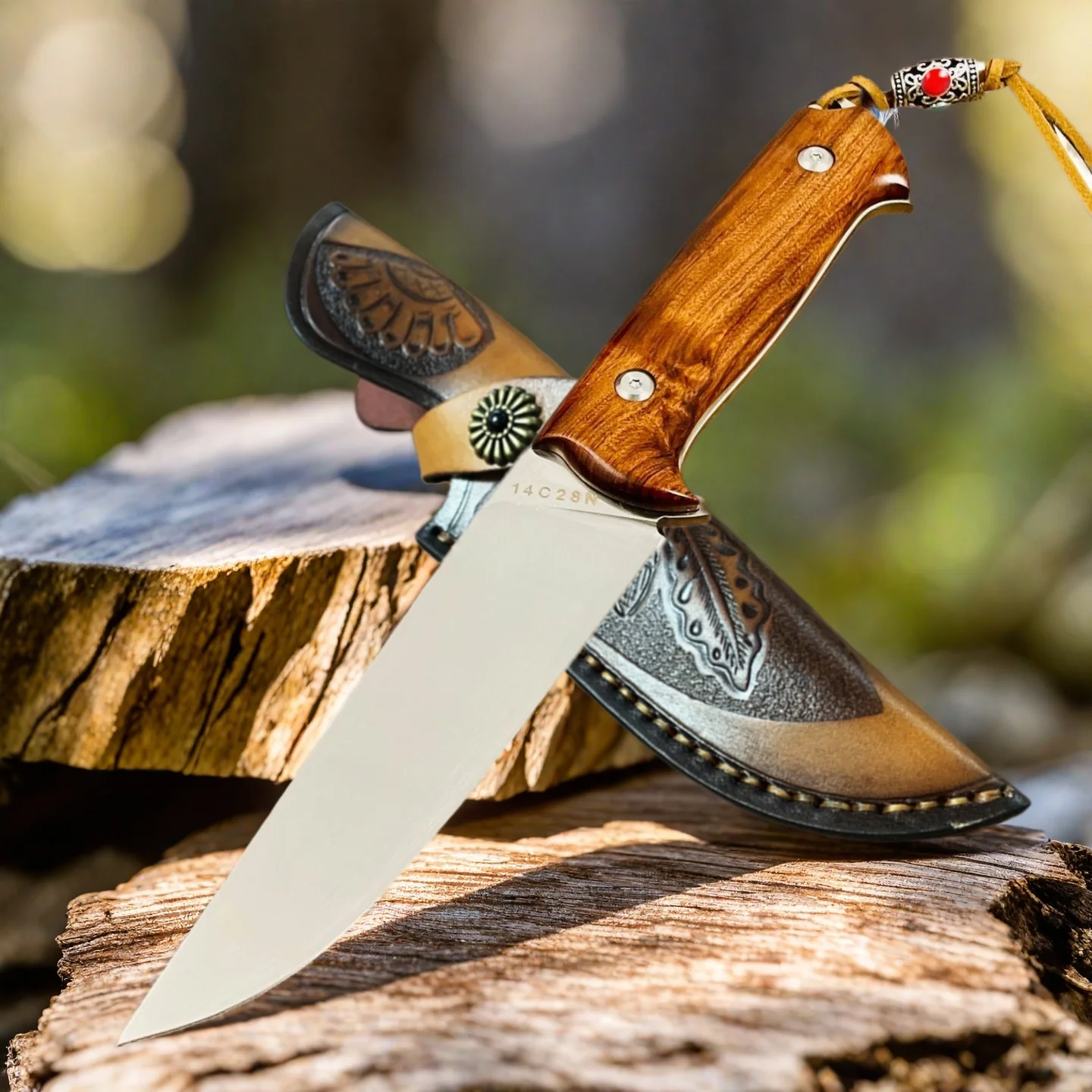 

Butcher Knife Tevik Steel High Hardness One-piece Keel Steel Desert Ironwood Fruit Knife With Beautiful Sheath Kitchen Knives