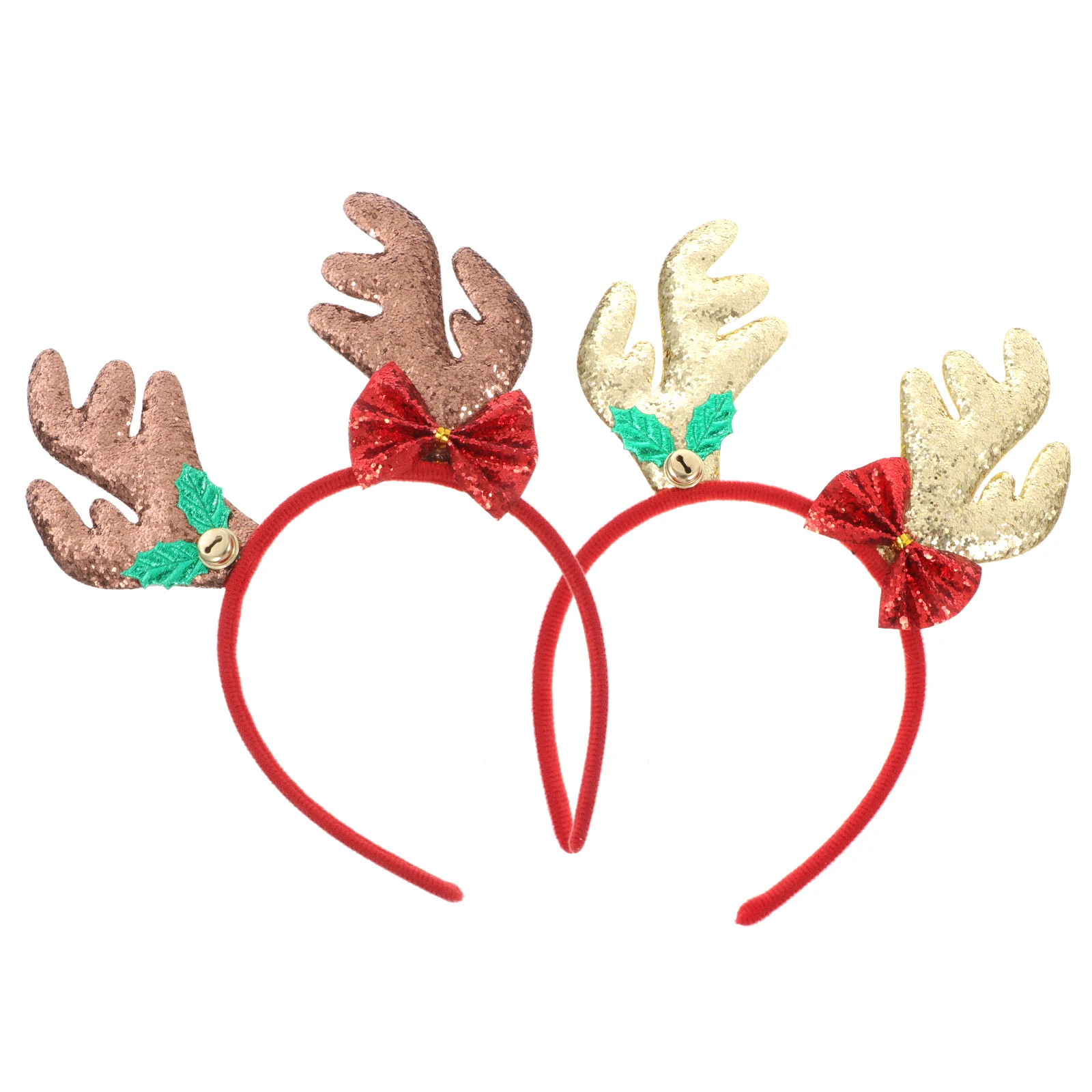 

2pcs Deer Hair Hoops Glitter Bow Headband Xmas Fawn Horn Adults Kids Party Headdress Christmas Headdress Cosplay Stage