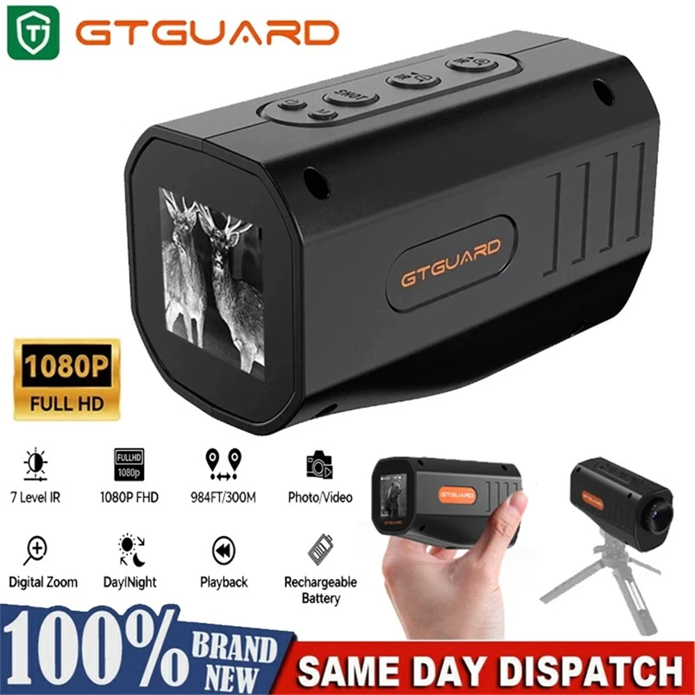 Lunettes de vision nocturne officielles et authentiques GTGUARD N3 1080P HD avec zoom numérique IR 5X, utilisation jour/nuit, chasse, observation des oiseaux, stock local