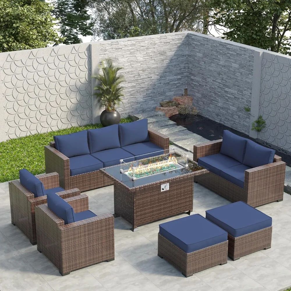 

Outdoor Patio Furniture Sets, 10 Pieces Wicker Patio Furniture, Outdoor Sectional Patio Couch Set, Outdoor Conversation Set