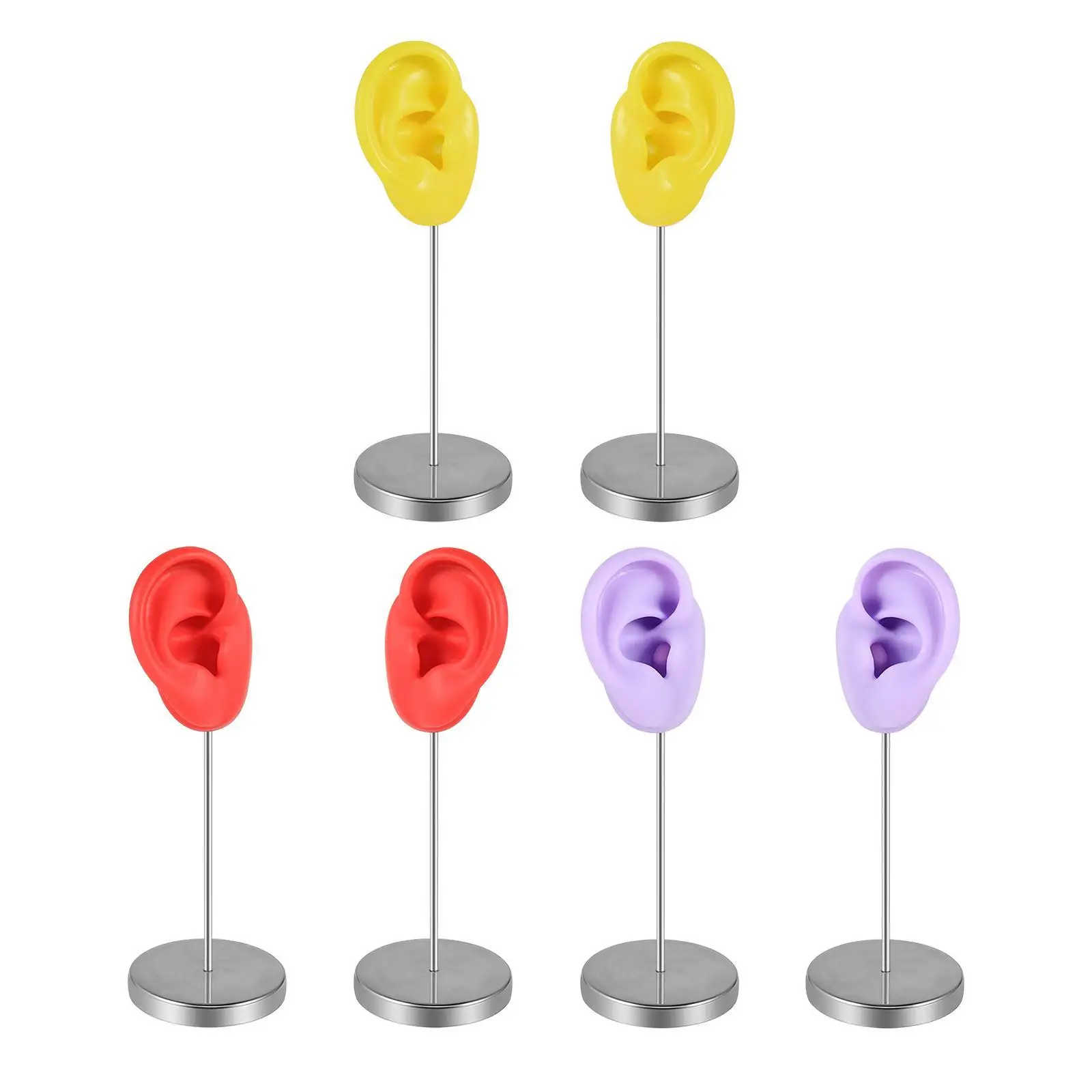 Silicone Ear Model Body Part,Earring Display Stand Holder Organizer for Ear Hooks Vendors Photography Shows Piercing Practice