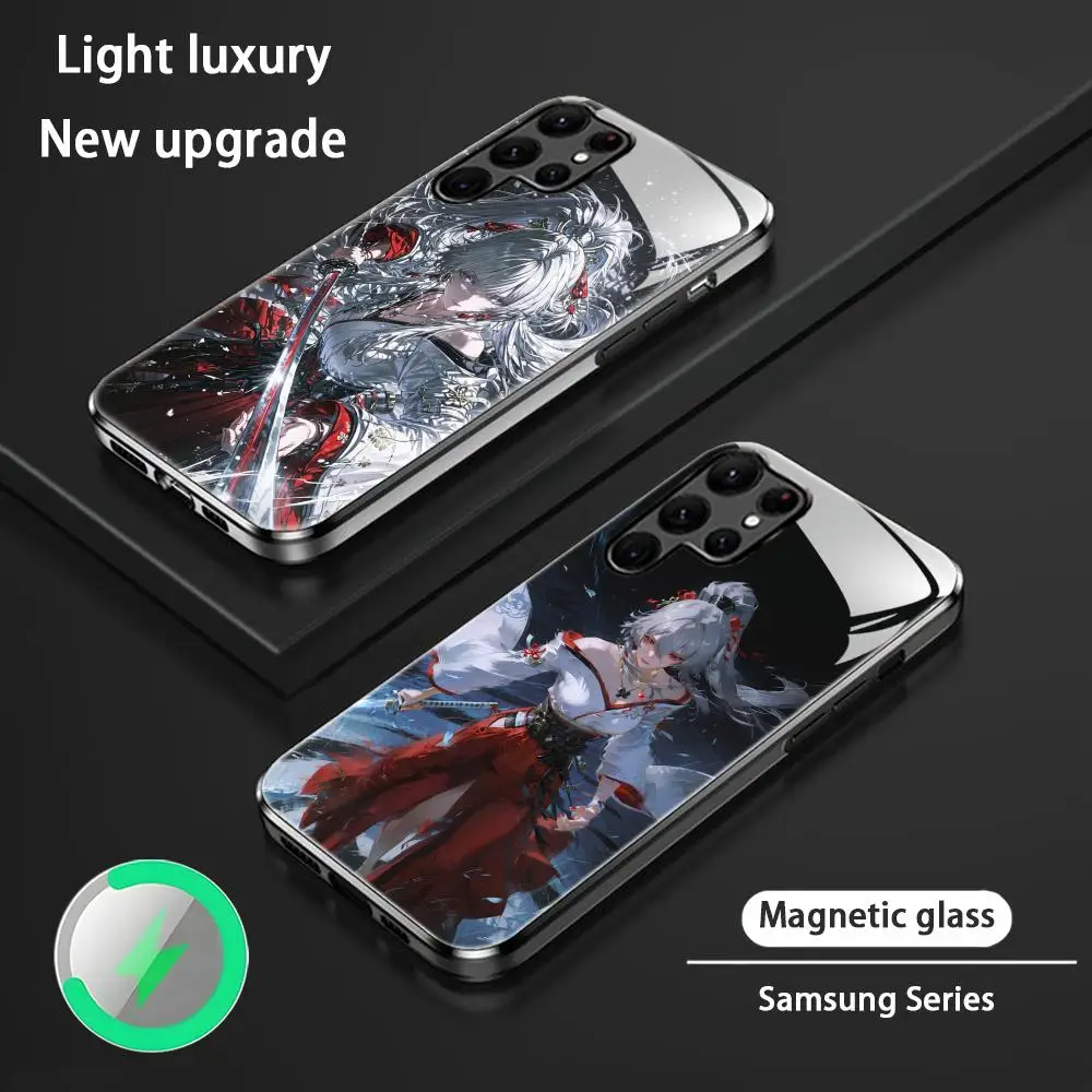 Wuthering Waves Hiyuki Phone Case For Samsung S26 S25 S24 S23 S22 S21 S20 Plus Ultra FE Glass Magnetic Case