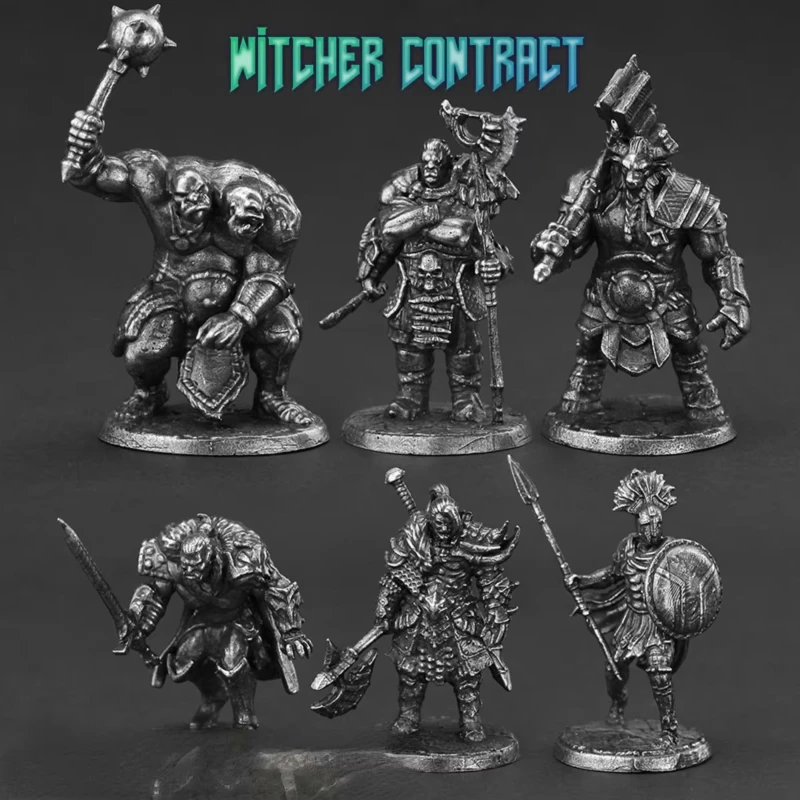 Cupronickel Witcher Contract Ogre Soldier Tribe Warrior Action Figures Statue Model Toy Character Statue Desktop Decor Figurine