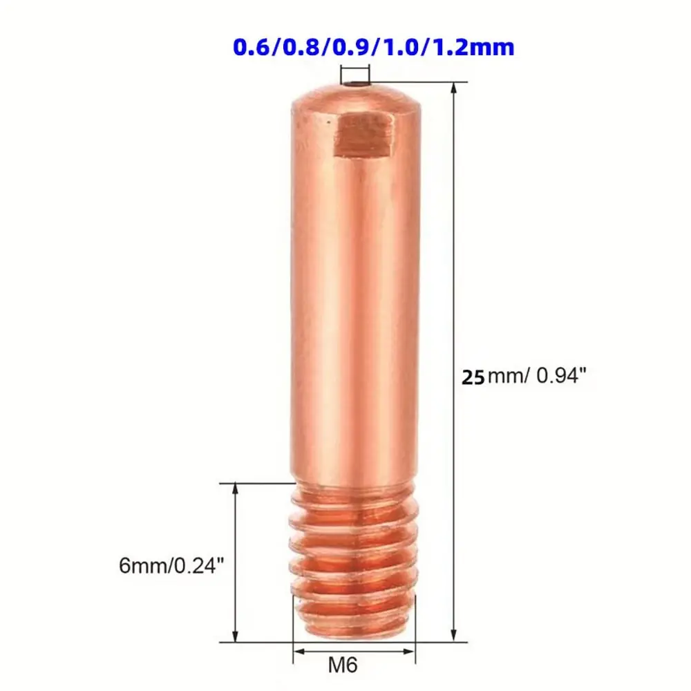 5Pcs Tip Gas Nozzle MB-15AK M6*24mm Welding Torch Contact Tip Gas Nozzle 0.6/0.8/0.9/1.0/1.2mm For MB-15AK 14AK MIG/MAG Parts