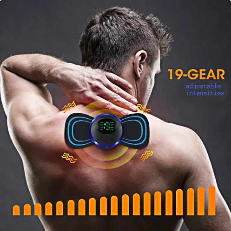 Smart Neck Massager Mini Neck and Back Stimulator Massager Portable Gel Pad Sticker Thin