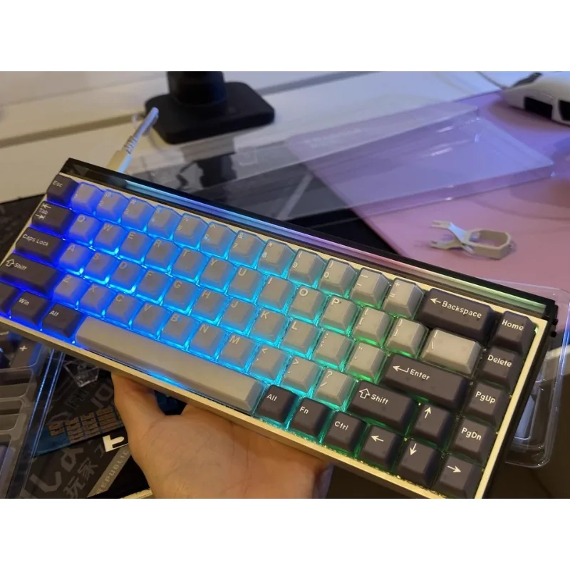 

Semi-transparent Keycap White Peach Theme Keycap PBT＆PC Dichroism Cherry Profile Profile Gaming KeyCap for Mechanical Keyboard