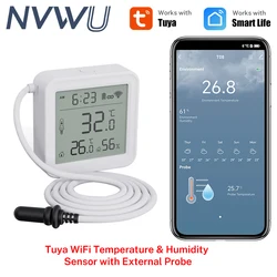 Tuya WiFi Temperature Humidity Sensor With External Probe for Smart Home Hygrometer APP Monitoring For Plants Aquarium Winery