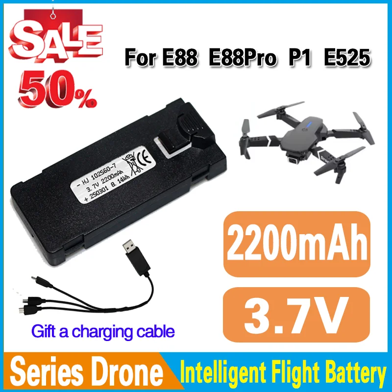 

Drone Battery 3.7V 2200mAh Rechargeable Li-ion Battery For RC Drone E88PRO E88 P1 E525 RC Quadcopter Parts