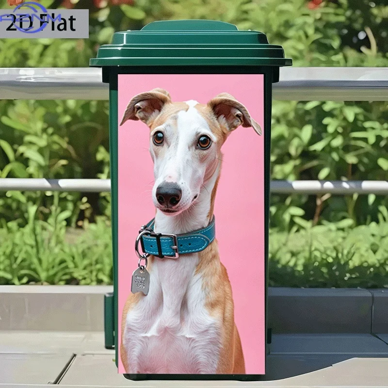 1pc of Trash Can Sticker, × Cm, Featuring a Light Brown And White Greyhound Design, Self-Adhesive Wall Decoration for Kitchen