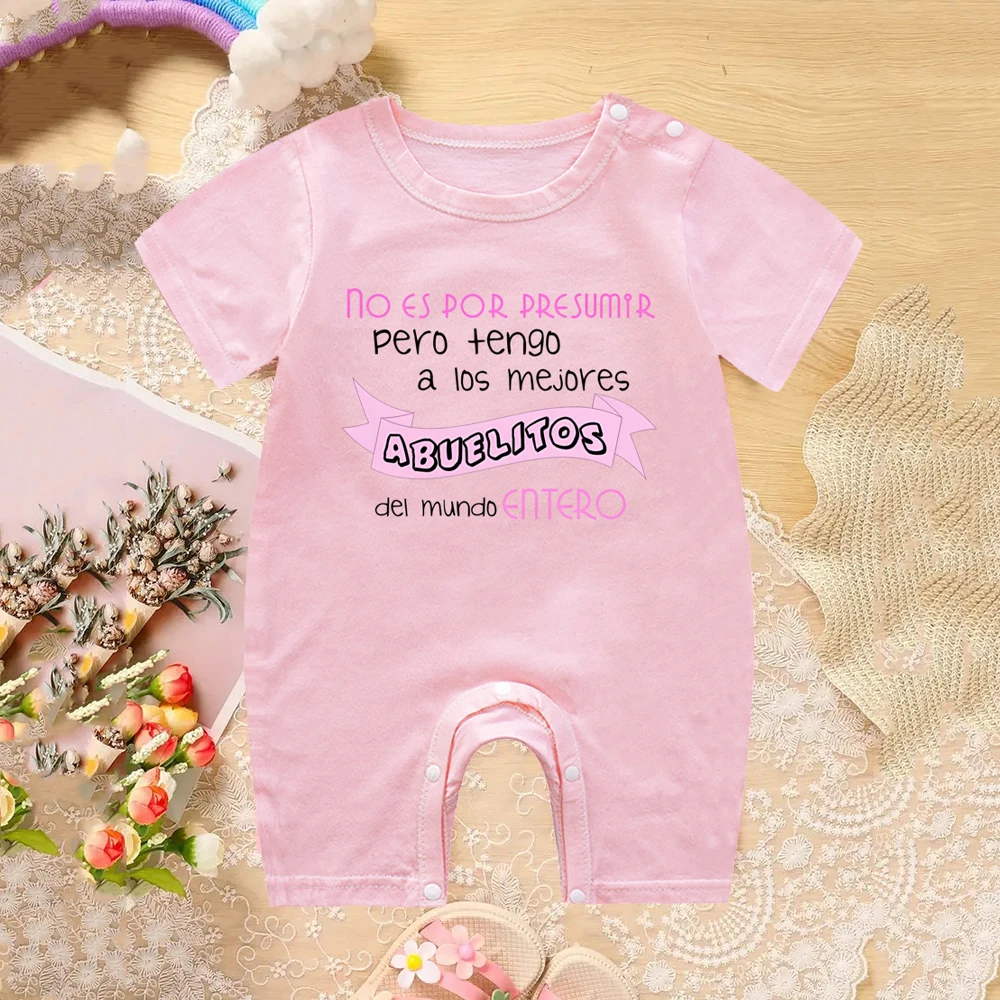 I Have The Best Grandparents in The World Print Baby Romper Short Sleeve Infant Bodysuit Grandparent Day Surprise To Grandparent