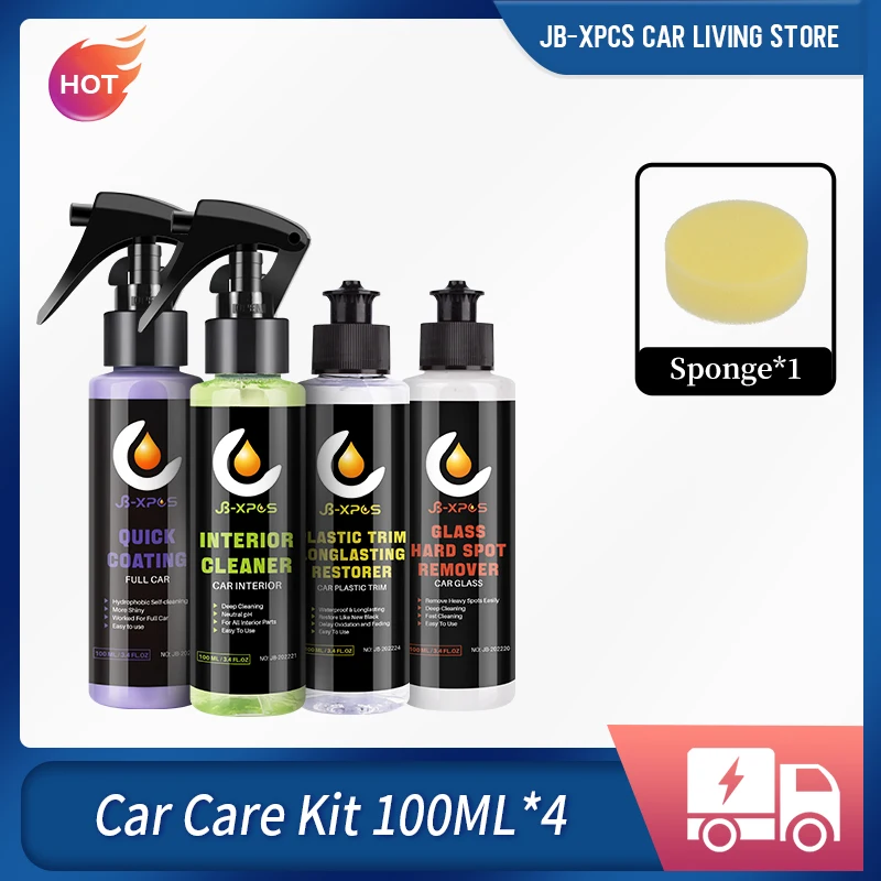 JB Car Care Kit 100MLx4 PCS Ceramic Coating For Automotive Paint Glass Plastic Hydrophobic coating  Car Glass Oil Film Removing