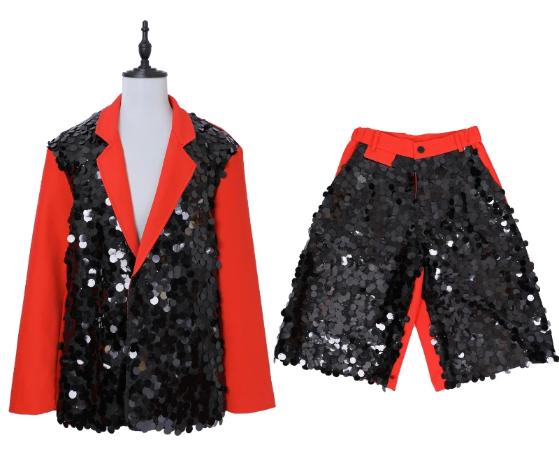 Men's 2025 Autumn New Suit Jackets Cropped Pants Fashion Sets High-End Light Luxury Sequin Design 2pcs Sparkling Two-Piece Sets