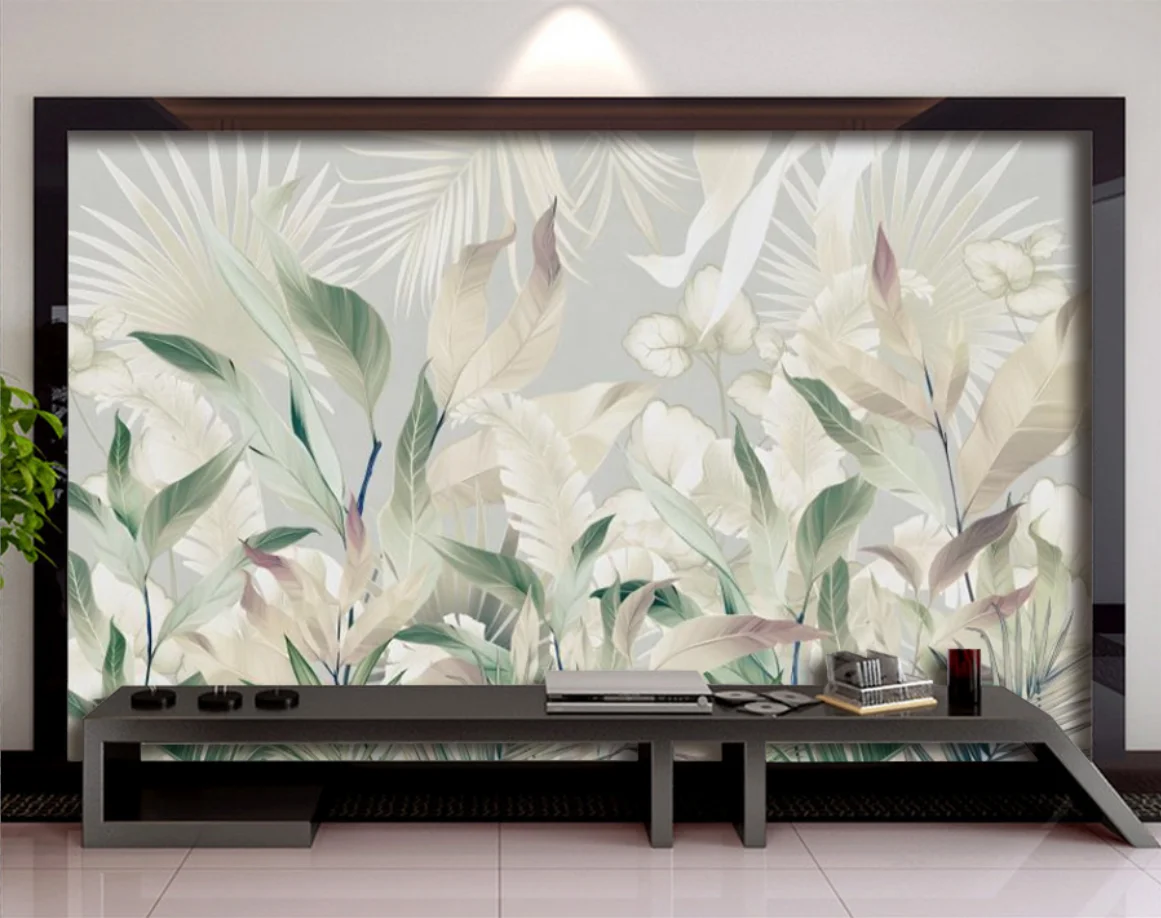 Custom Wallpaper Tropical Rain Forest Green plants forests flowers art Murals Living Room Restaurant Cafe Backdrop wall painting