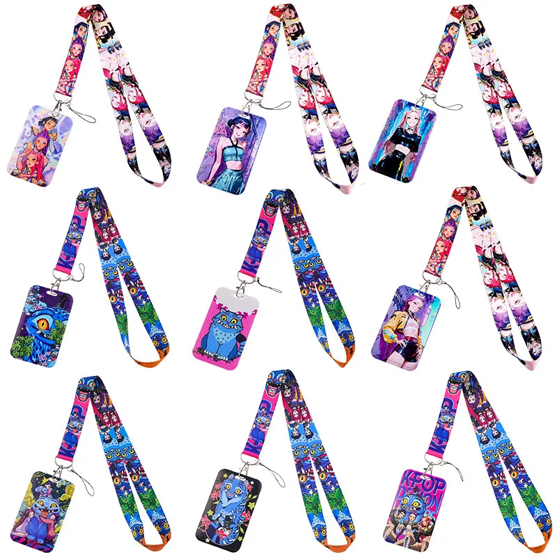 

KPop Demon Hunters Cartoon Lanyard with ID Card Holder Key Neck Strap Cool Accessories Gifts for Fans Students