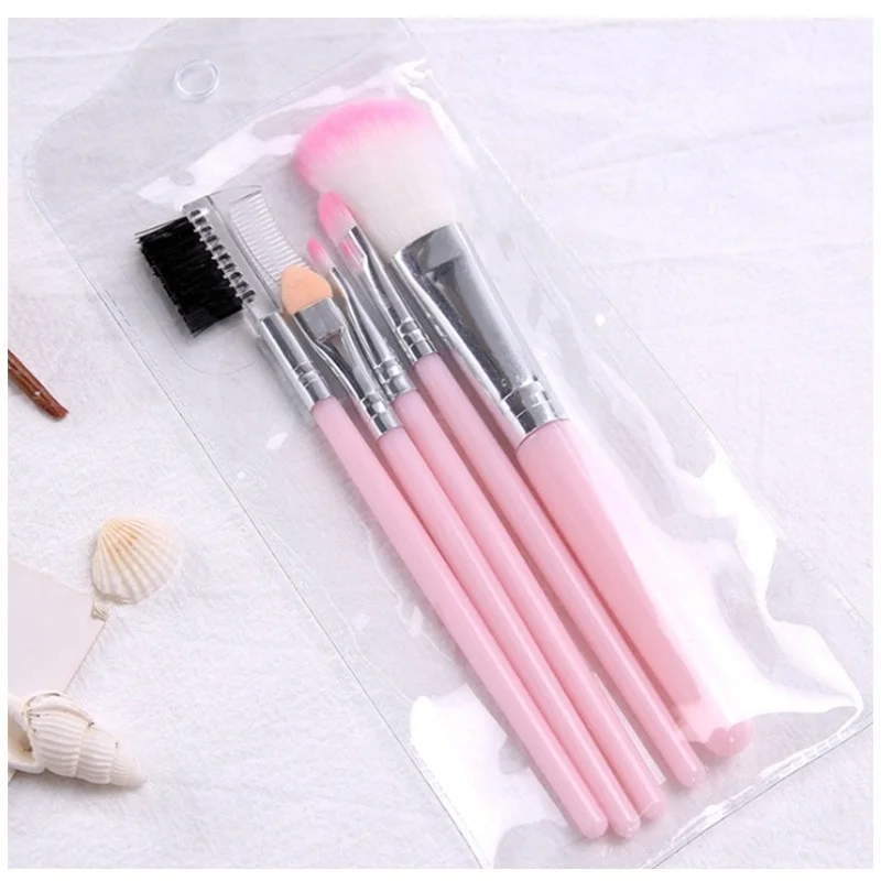 

5pcs Makeup Brush Set Pink Black Eye Shadow Lips Powder Blusher Mascara Brush Performance Date Decoration Accessories Wholesale