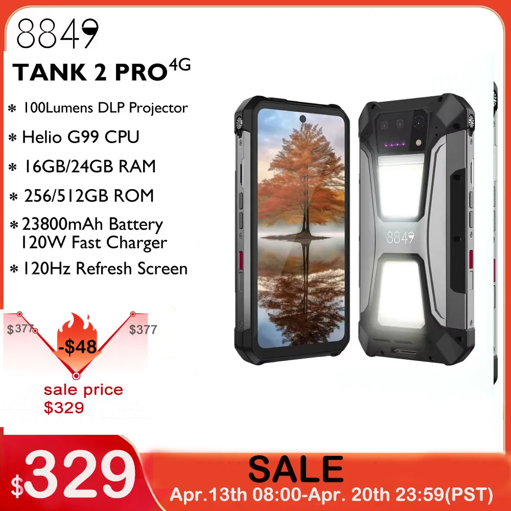 EU MX Warehouse 8849 Tank 2 PRO Projektor Robustes Smartphone Android 2,4K 16/24GB 256/512GB Dual