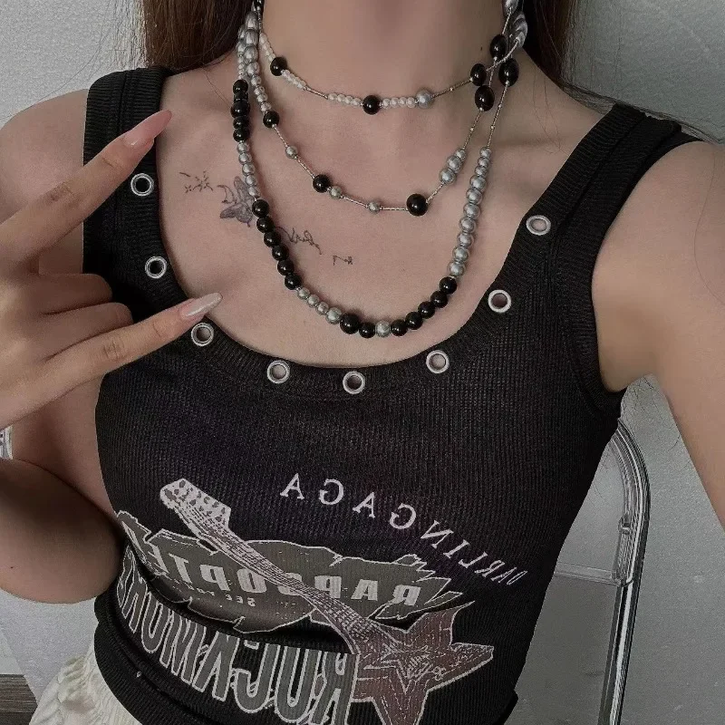 قلادة متعددة الطبقات مع سلسلة الترقوة على طراز الهيب هوب من الفولاذ المقاوم للصدأ للأزواج لارتدائها كهدية للعطلات #6