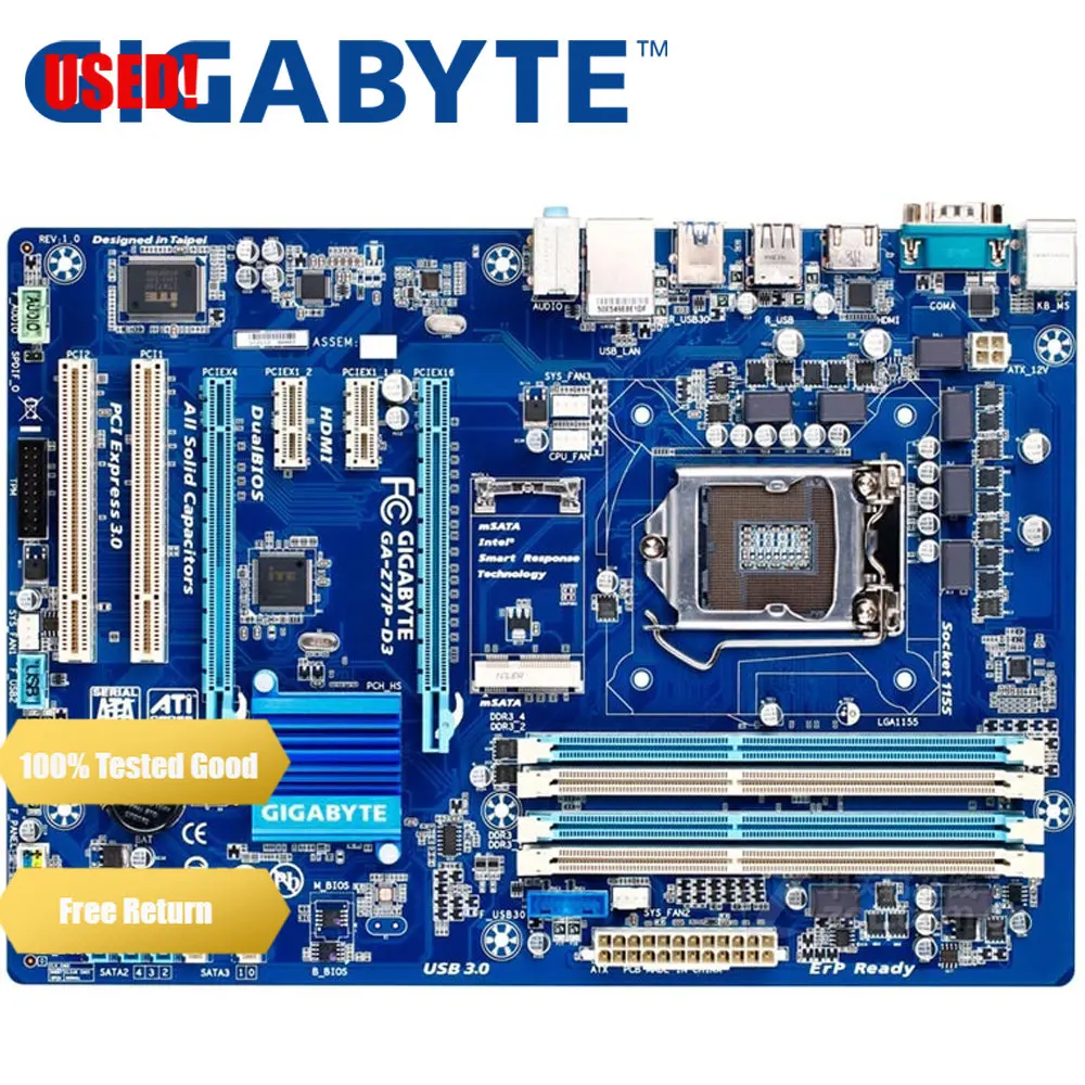 GIGABYTE GA-Z77P-D3 Desktop Motherboard Z77 Socket LGA 1155 i3 i5 i7 DDR3 32G ATX UEFI BIOS Original Z77P-D3