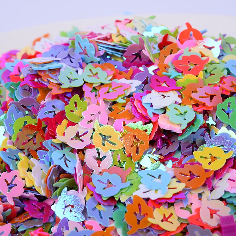 

500g/bag 7x10mm Leaf PVC Sequins - Iridescent Glitter Flakes for Slime, Resin Filling & Nail Art Sparkling DIY Craft Accessories