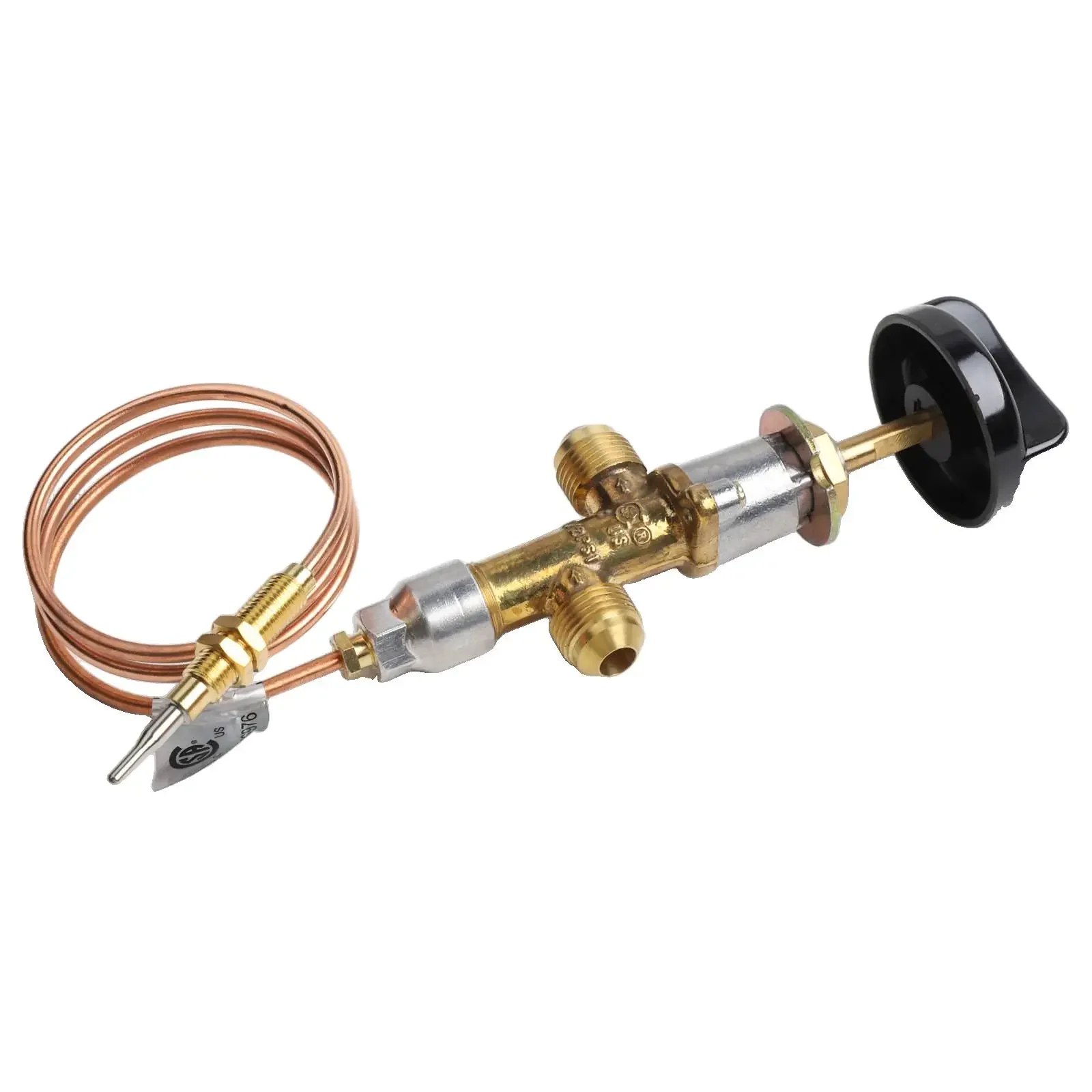 

Gas Flow Management Safety Control Valve Kit with Knob and Thermocouple Wire for Fireplaces and Outdoor Grills