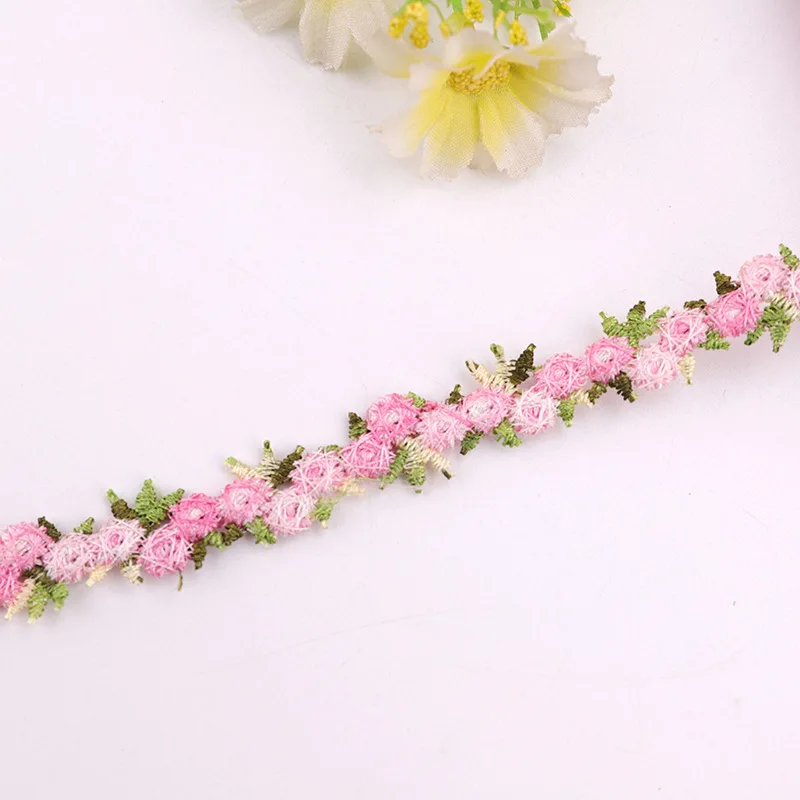 30Yards Floral Lace Fabirc Ribbon Embroidered Flower Lace Trim DIY Sewing Handmade Decorative Ribbon Polyester Lace Trim 15mm