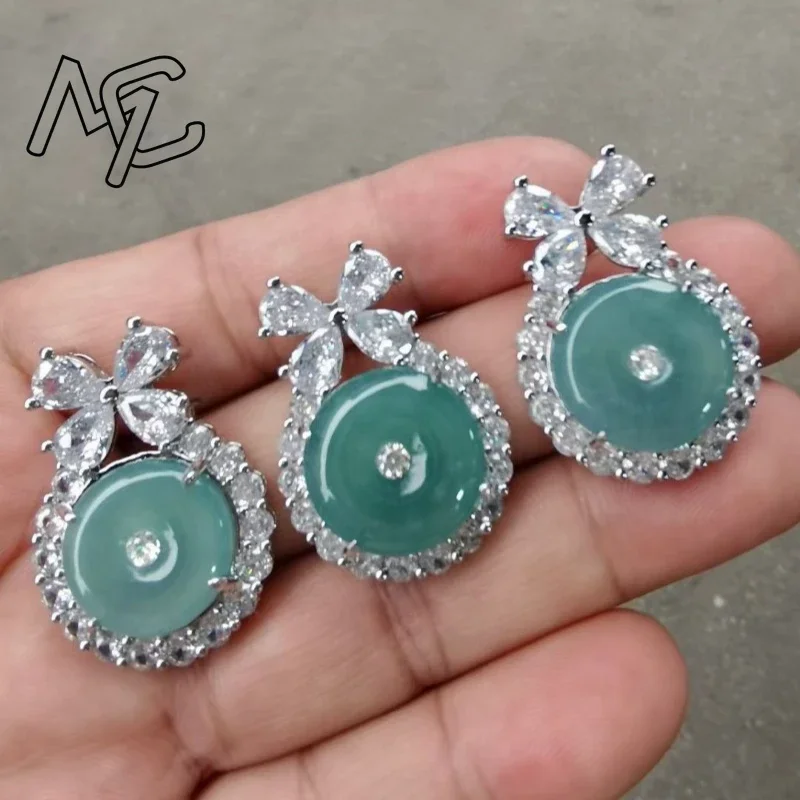 Natural Burma Emerald Inlaid rose pixiu ring Pendant Necklace Jadeite Amulet Fashion Jewelry Gifts Women Her Certificate