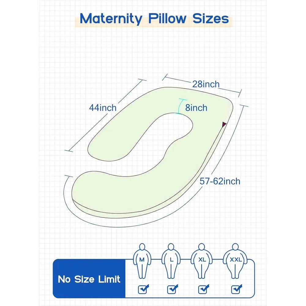 60 Inch Removable Velvet Cover Side J Type Full-Body Pillow for Comfortable Slumber or Pregnant Women