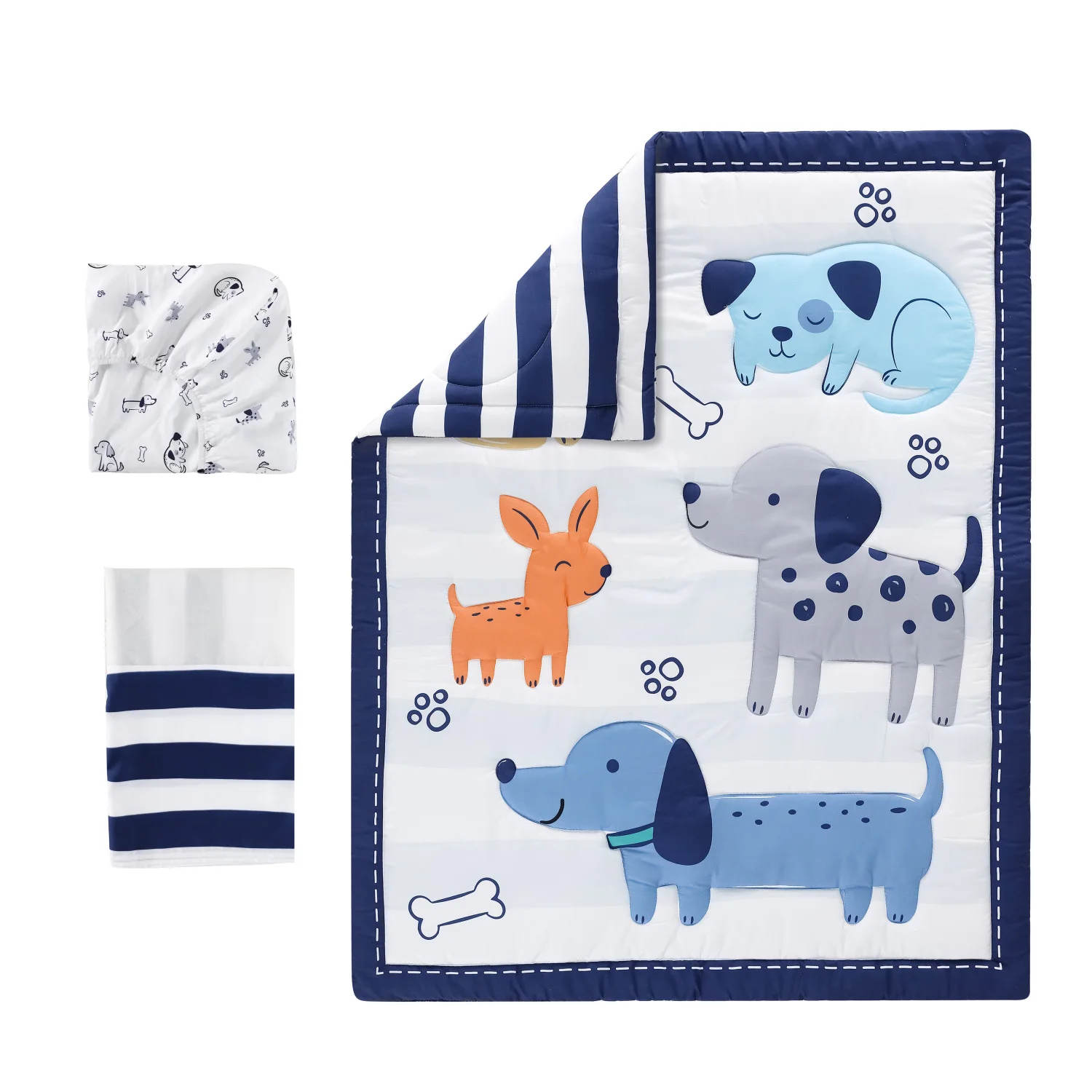 3pcs micro fiber brushed Baby Crib Bedding Set Chinese Panda design for Girls hot sale including quilt, crib sheet, crib skirt