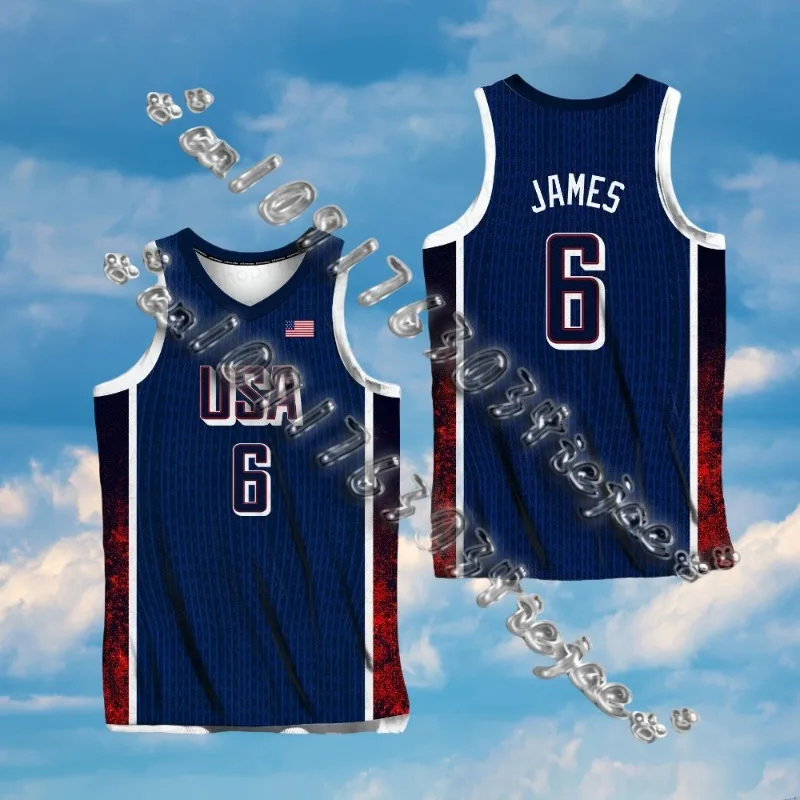 

2024 New USA Basketball Jersey American Fans Special Jersey Vest T shirt Mens Summer Sleeveless Basketball Tshirt Set 3D print