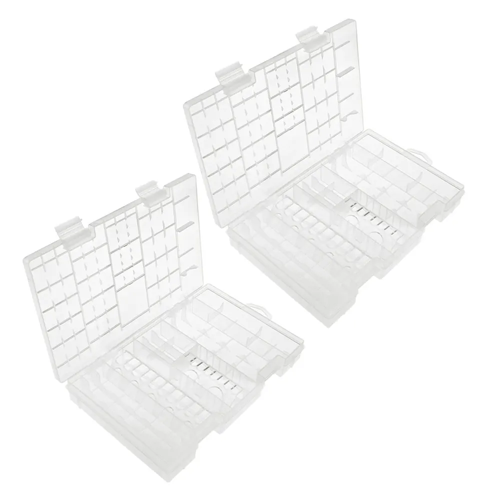 

2 Pcs Portable Storage Box Batteries Keeper Organizer Case Holders Container Transparent Accessories
