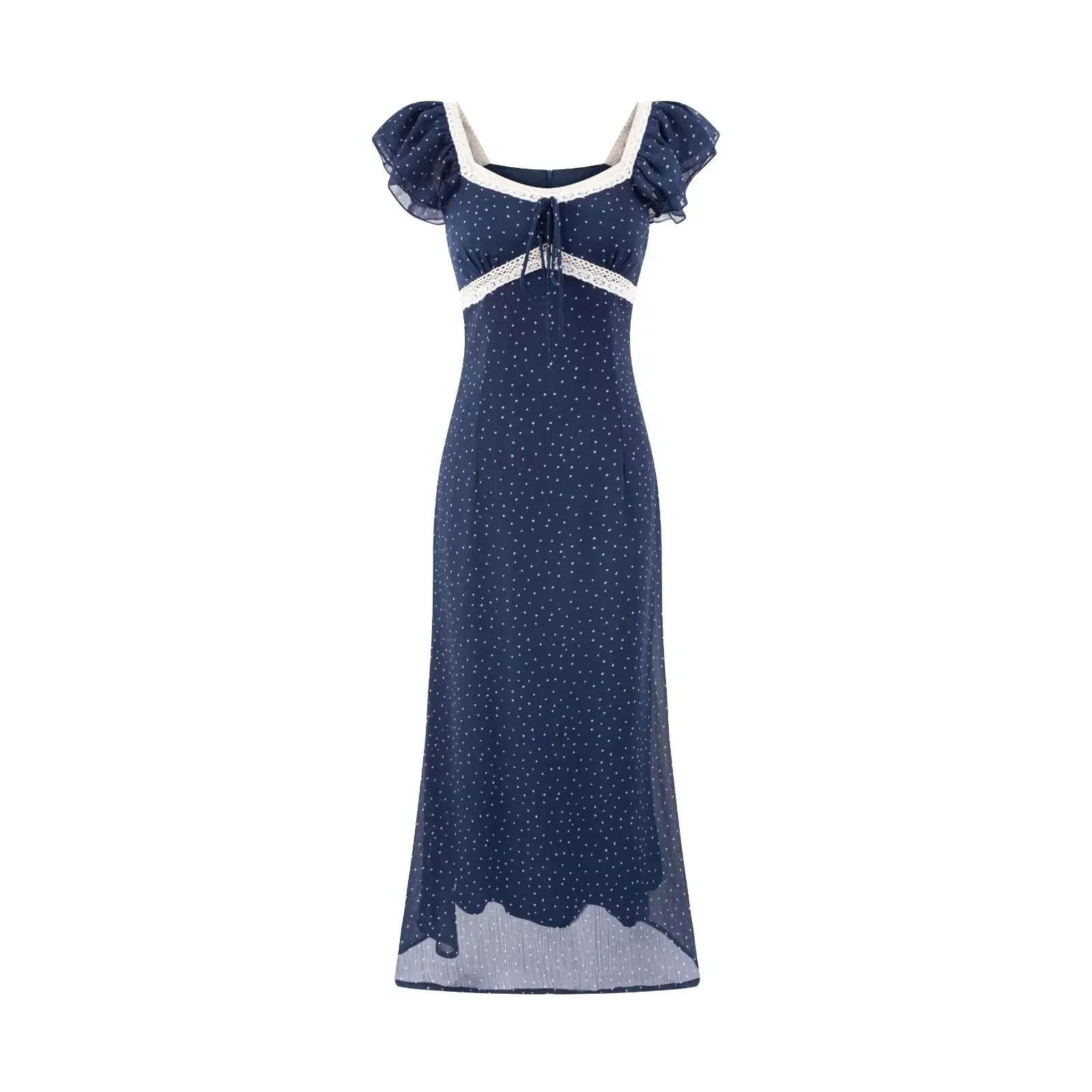 

Sexy Deep V Neck Elegant Waist Slimming Look Printed Dress 2024 Summer New European and American Style Elegant Mid-Length Skirt