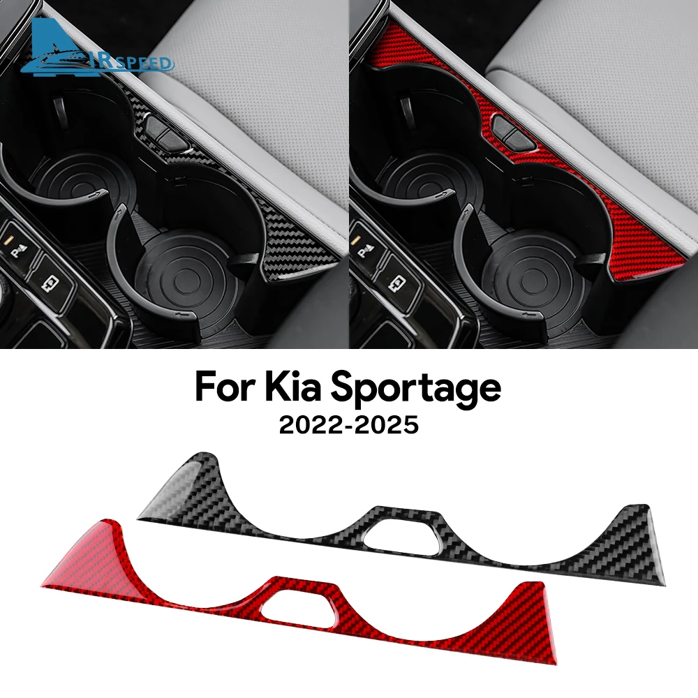 Echter weicher Carbonfaser-Aufkleber für Kia Sportage 2022 2023 2024 2025 LHD RHD Auto Getriebe Getränkehalter Rahmenverkleidung Innenzubehör